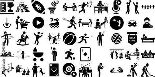 Big Collection Of Playing Icons Set Flat Modern Pictogram Icon, Man, Club, Diamond Doodles Isolated On White Background