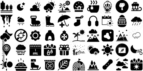 Mega Collection Of Season Icons Set Flat Vector Symbols Icon  Molded  Symbol  Frog Symbol Vector Illustration