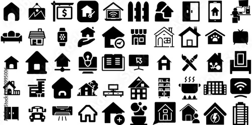 Big Set Of Home Icons Pack Isolated Concept Clip Art Sensor, People, Installation, Automation Symbols Isolated On White Background