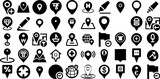 Massive Set Of Marker Icons Set Hand-Drawn Solid Simple Pictogram Mark, Icon, Pointer, Cosmetic Buttons Isolated On White Background