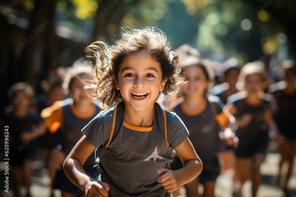 Candid shot of kids participating in a physical education class or ...