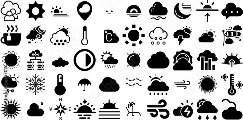 Mega Collection Of Weather Icons Pack Hand-Drawn Linear Vector Elements Weather Forecast, Forecast, Icon, Symbol Clip Art Vector Illustration