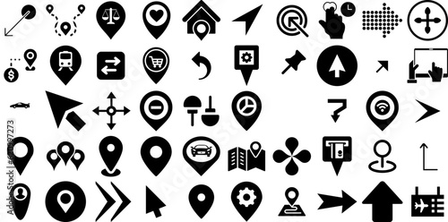 Massive Collection Of Pointer Icons Pack Black Design Silhouettes Distance, Icon, Three-Dimensional, Interface Doodle For Apps And Websites