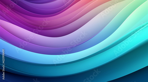 Mint Lilac wave stripes. Bright Colorful background. Generative Ai