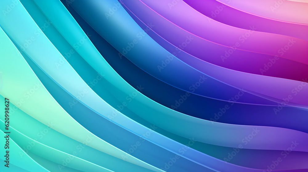 Fototapeta premium Mint Lilac wave stripes. Bright Colorful background. Generative Ai