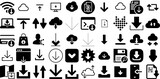 Mega Set Of Download Icons Set Solid Simple Signs Icon, Web, Saved, Symbol Symbols Vector Illustration