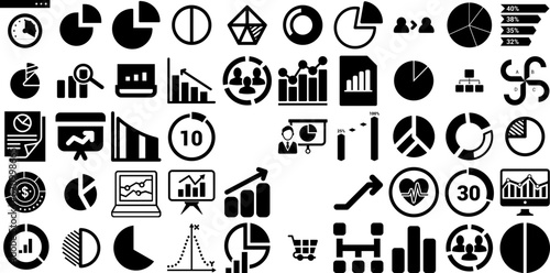 Massive Set Of Diagram Icons Bundle Hand-Drawn Black Vector Pictogram Diagram, Icon, Infographic, Process Silhouette Isolated On White