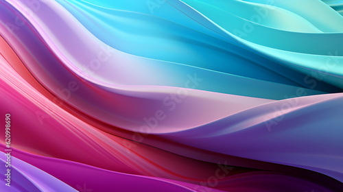 Mint Lilac wave stripes. Bright Colorful background. Generative Ai