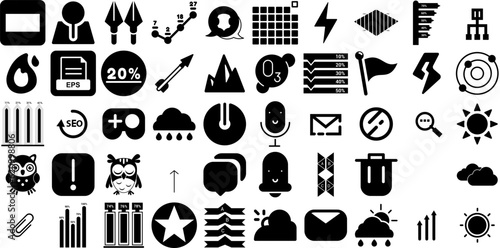 Huge Collection Of Element Icons Collection Linear Drawing Silhouettes Tool, Silhouette, Wind, Purchase Silhouette Isolated On White Background