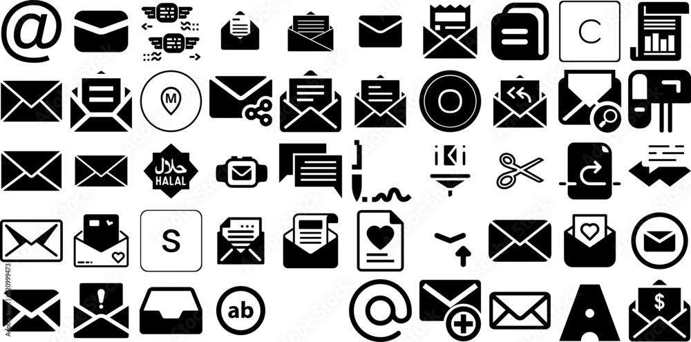 Massive Collection Of Letter Icons Bundle Hand-Drawn Linear Simple Clip ...