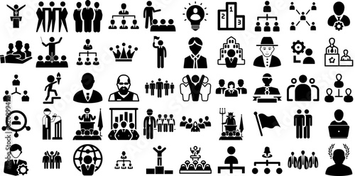 Massive Collection Of Leader Icons Pack Flat Drawing Symbols Thin, Business, Team, Icon Clip Art Vector Illustration
