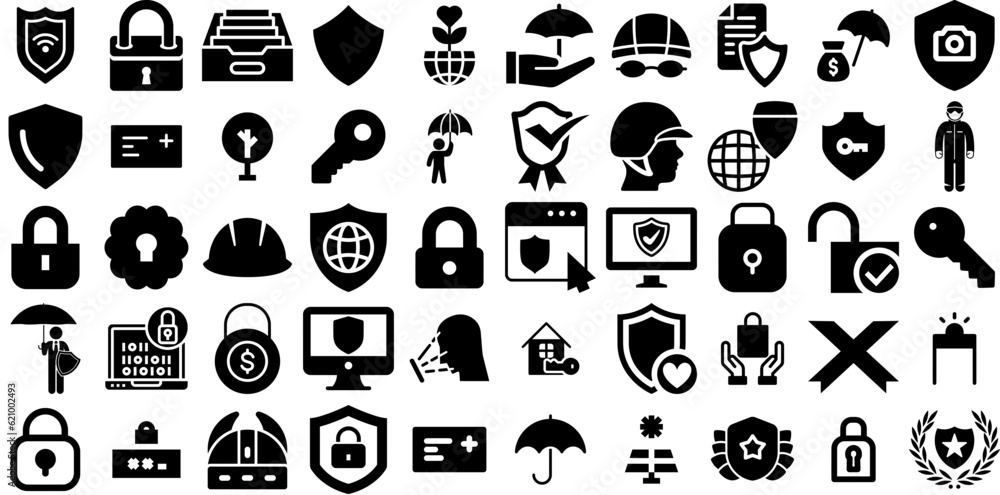 Huge Collection Of Protection Icons Set Black Concept Web Icon Mark, Optical, Health, Set Logotype For Apps And Websites
