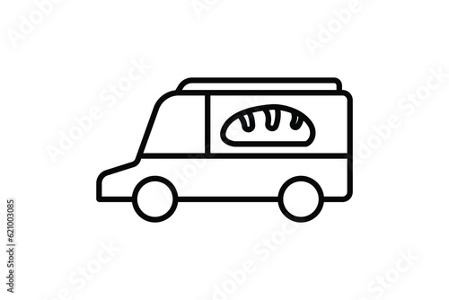 Food truck icon. icon related to service of bakery  delivery car. Line icon style design. Simple vector design editable
