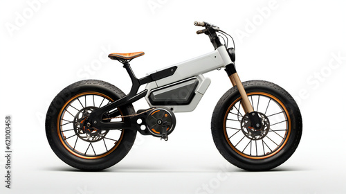 Electric Fatbike  bike with thick wheels  modern  on white background