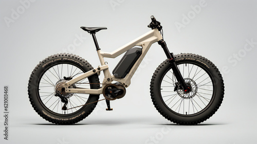 Electric Fatbike  bike with thick wheels  modern  on white background