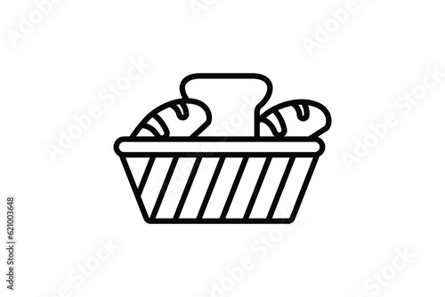 Bread basket icon. icon related to element of bakery. Line icon style design. Simple vector design editable