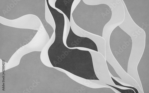 Wavy shapes isolated on gray  paper texture background