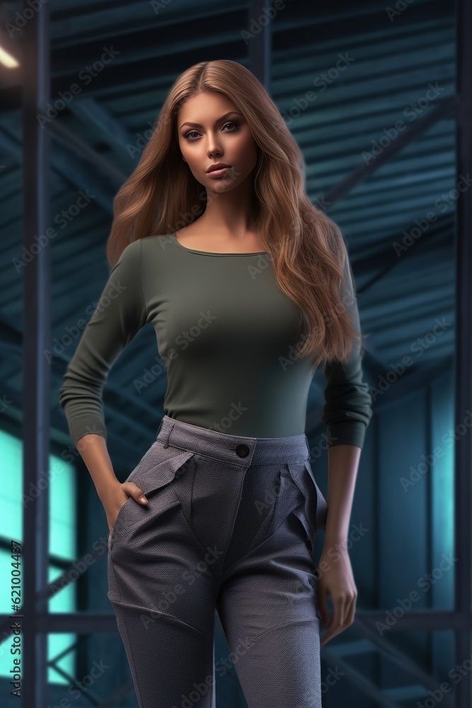 Business woman in an outfit. Created with Generative Ai technology.