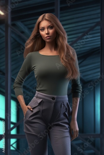 Business woman in an outfit. Created with Generative Ai technology.
