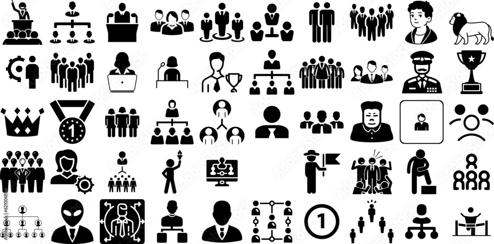 Massive Collection Of Leader Icons Pack Solid Modern Silhouettes Icon, Thin, Business, Team Symbol Isolated On White Background
