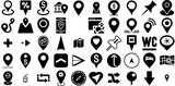 Mega Collection Of Pointer Icons Pack Black Concept Glyphs Three-Dimensional, Interface, Distance, Icon Clip Art Vector Illustration