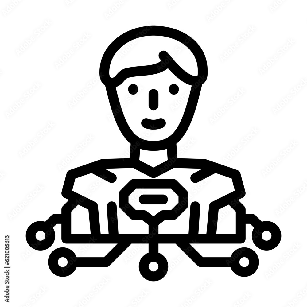 human like ai future technology line icon vector. human like ai future technology sign. isolated contour symbol black illustration