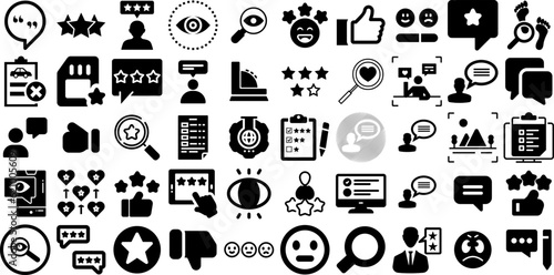Big Set Of Review Icons Collection Solid Infographic Silhouettes Human Relationships, Segmentation, Icon, Glyphs Glyphs Isolated On White