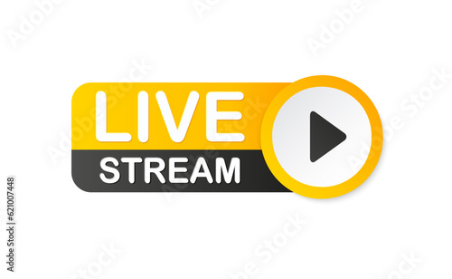 Vector live stream button, banner. Webinar emblem for online education course