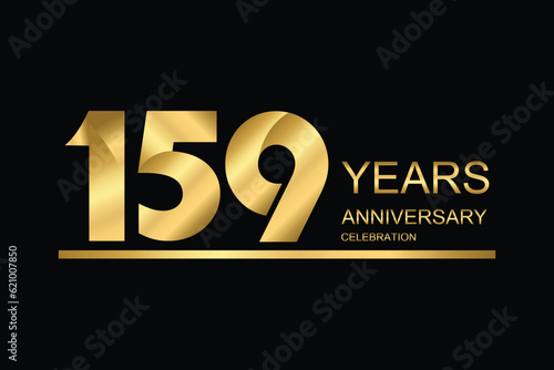 159 year anniversary vector banner template. gold icon isolated on black background.