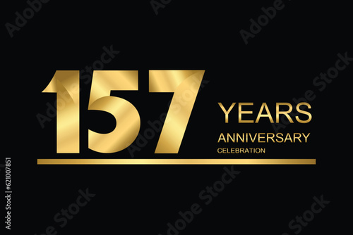 157 year anniversary vector banner template. gold icon isolated on black background.
