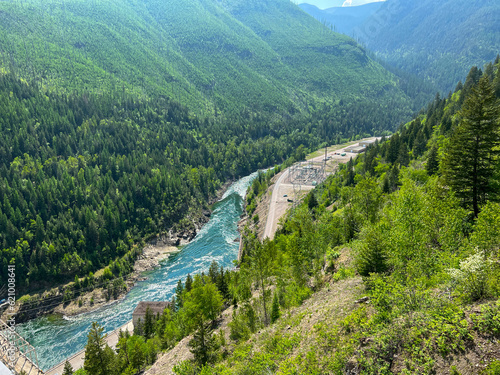 Hungry Horse Dam and Reservoir near Glacier National Park in Hungry Horse, Montana. photo