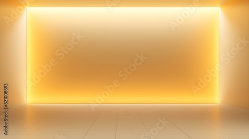 Empty geometrical Room in Pale Yellow Colors with beautiful Lighting. Futuristic Background for Product Presentation.
