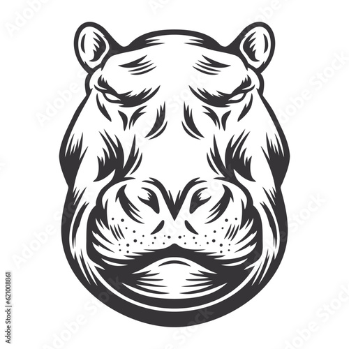 hippo head design lineart. Farm Animal. hippopotamus logos or icons. vector illustration