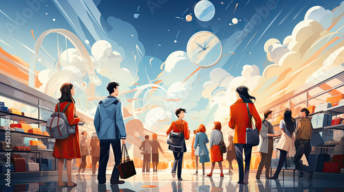 Illustration of Group Of People Shopping Concept