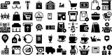 Mega Set Of Shop Icons Pack Hand-Drawn Linear Modern Silhouettes Icon, Tool, Health, Open Glyphs Isolated On White