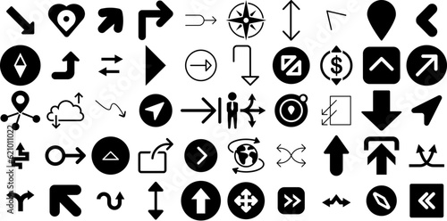 Mega Set Of Direction Icons Collection Hand-Drawn Black Modern Web Icon Way, Symbol, Icon, Renewal Elements Vector Illustration