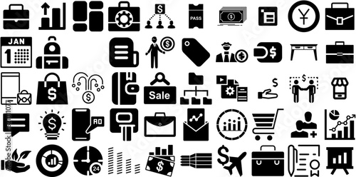Massive Collection Of Business Icons Set Hand-Drawn Solid Infographic Symbol Modern, Court, Infographic, Pictogram Illustration Vector Illustration photo
