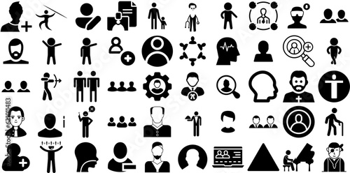 Huge Collection Of Person Icons Set Solid Drawing Silhouettes Silhouette, Sweet, Health, Profile Doodle For Computer And Mobile photo