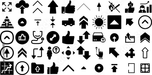 Big Set Of Up Icons Set Solid Simple Pictograms Icon, Finance, Yes, Symbol Illustration Isolated On Transparent Background photo