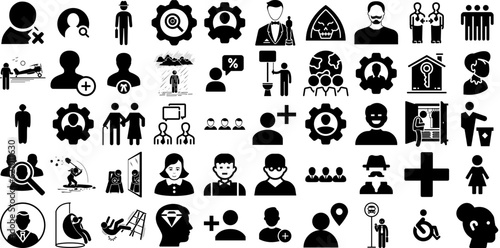 Big Set Of Person Icons Set Linear Modern Glyphs Silhouette  Health  Sweet  Profile Element Isolated On White Background