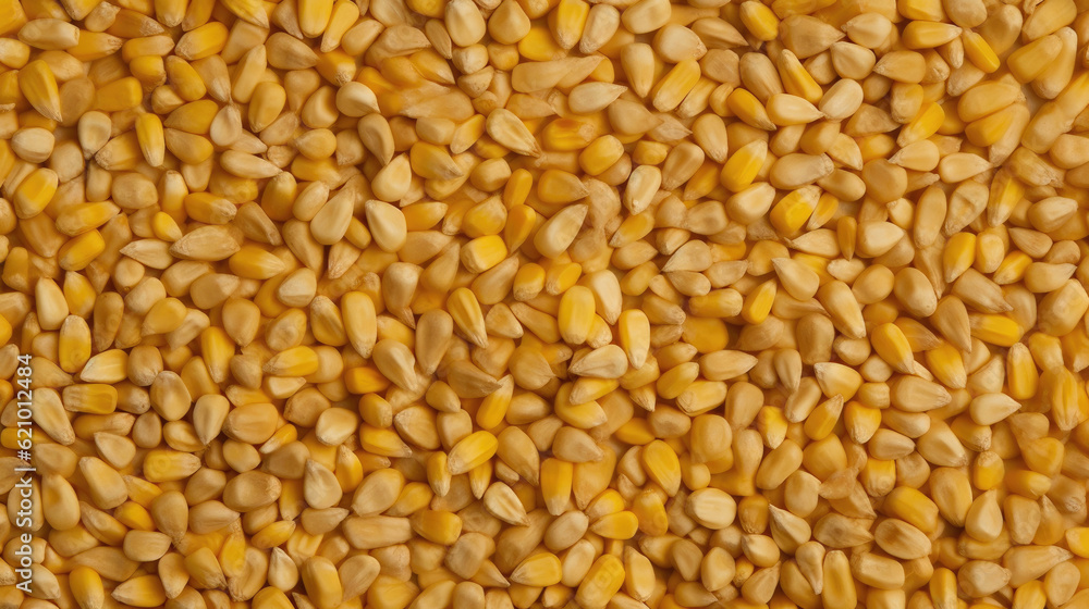 Organic Corn Seeds on a Neutral Background. Generative AI Organic Corn Seeds on a Neutral Background. Generative AI