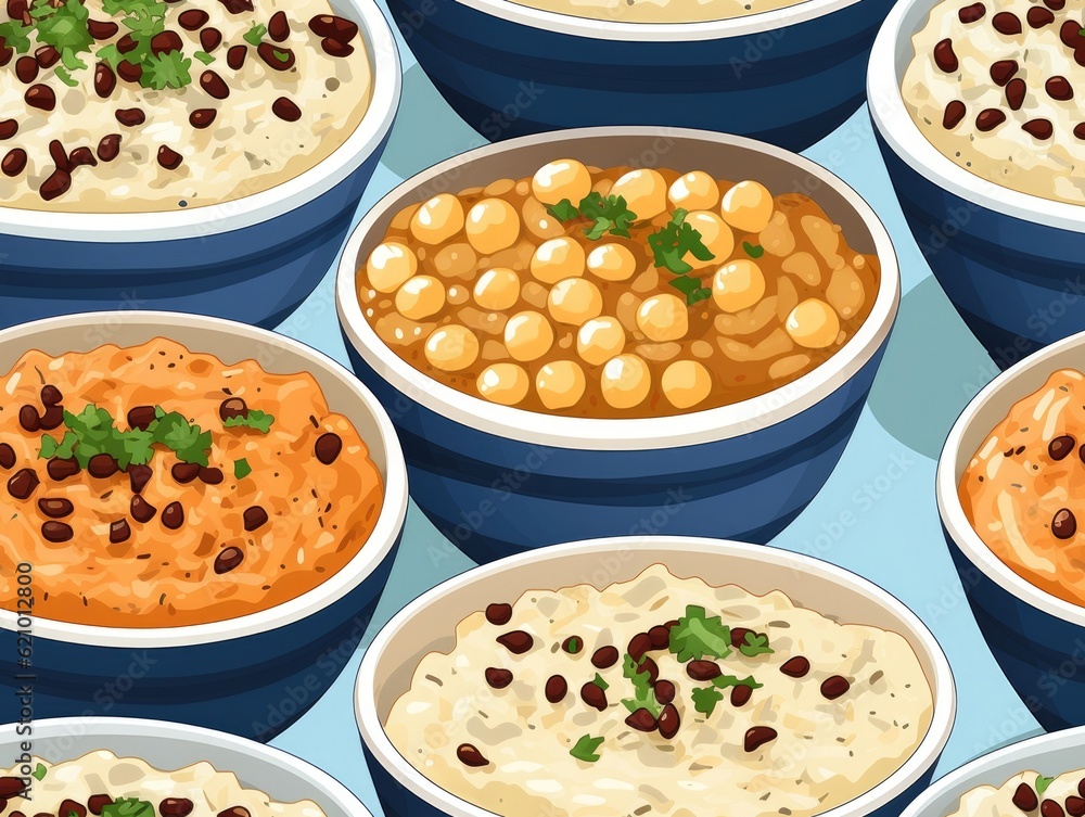 Hummus drawn style seamless tiles (generative AI)