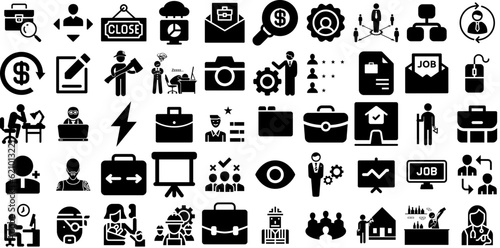 Mega Set Of Job Icons Bundle Hand-Drawn Isolated Simple Pictograms Great  Thin  Glove  Icon Glyphs Isolated On White Background