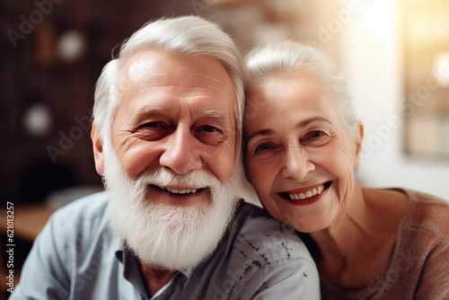 Radiant Elderly Couple Spreading Joy. Generative AI
