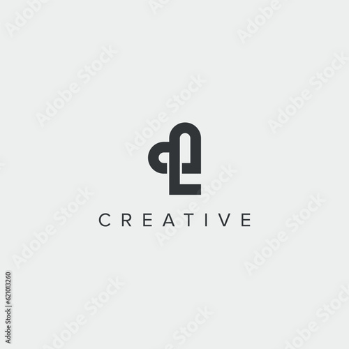 Abstract letter L heart logo vector symbol. Valentines day ribbon logotype concept.
