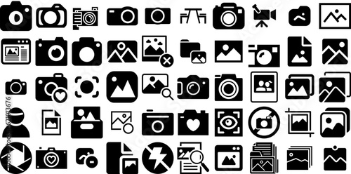 Big Set Of Photo Icons Pack Isolated Cartoon Symbols Icon, Holiday Maker, Silhouette, Ok Silhouettes For Apps And Websites