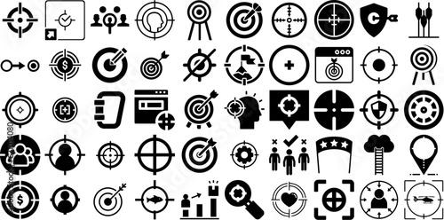 Mega Collection Of Target Icons Bundle Solid Modern Signs Mark, Icon, Symbol, Circle Doodle For Apps And Websites