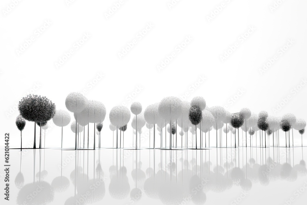 White backdrop with a line of trees in the front. made using generative AI tools White backdrop with a line of trees in the front. made using generative AI tools