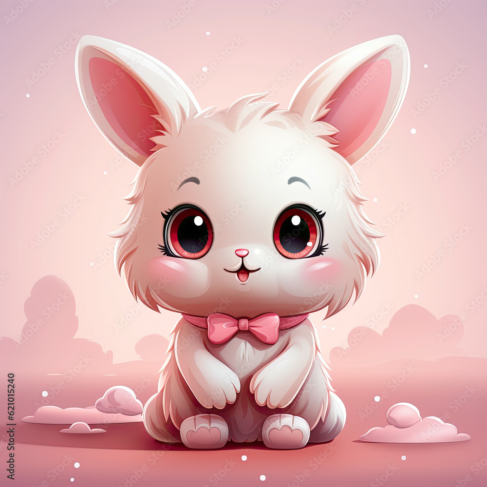 cute kawaii bunny plain background,ai geberater. cute kawaii bunny plain background,ai geberater.