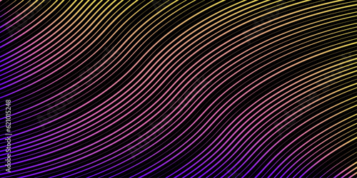Multicolor wavy stylish lines with black background